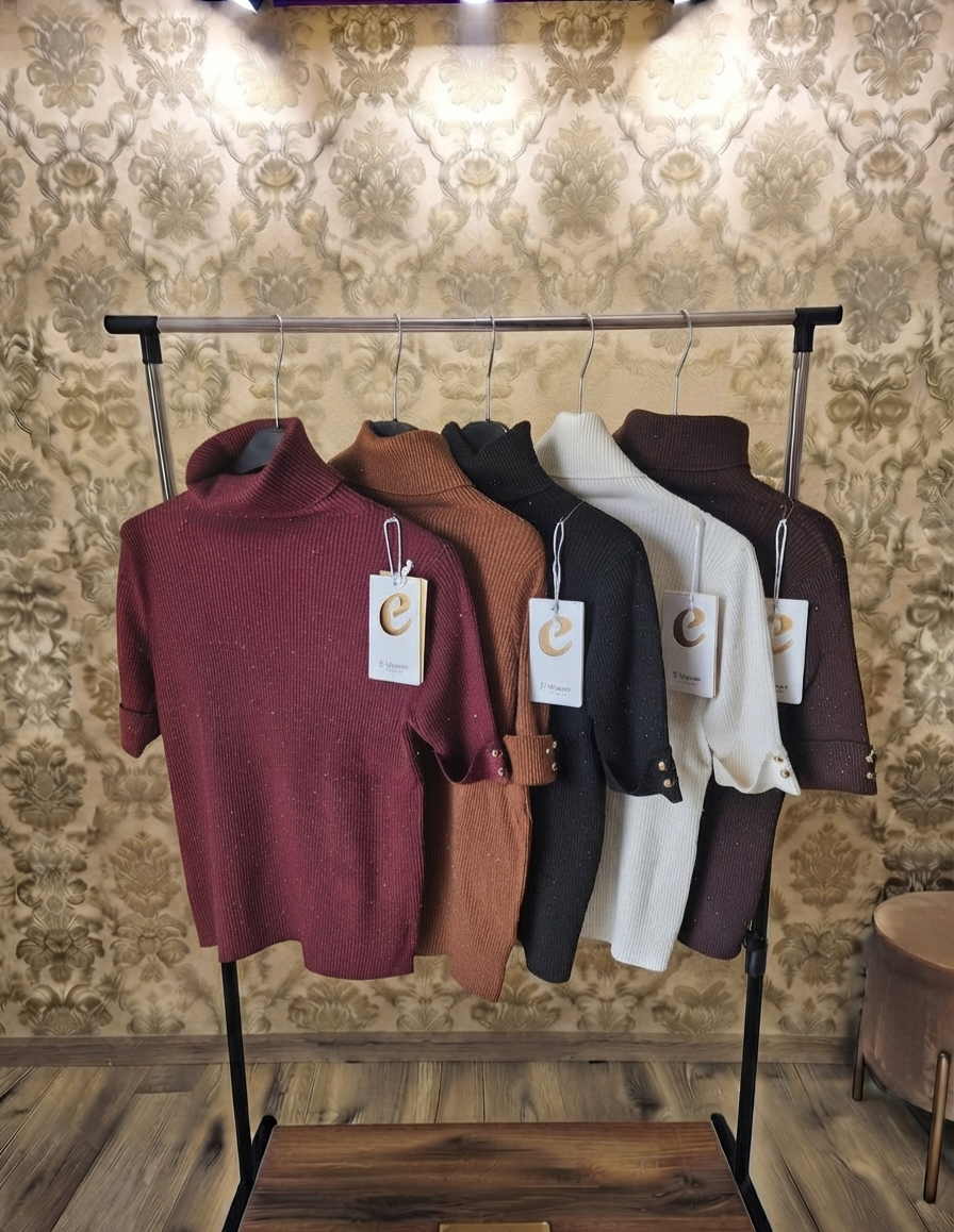 Pihe-puha Bordázott Garbó Felső – Lurex Szálbehúzással, Dekoratív Gombokkal