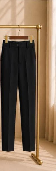 Elegáns Élre Vasalt Szövetnadrág – Magas Derék, Oldalzsebek