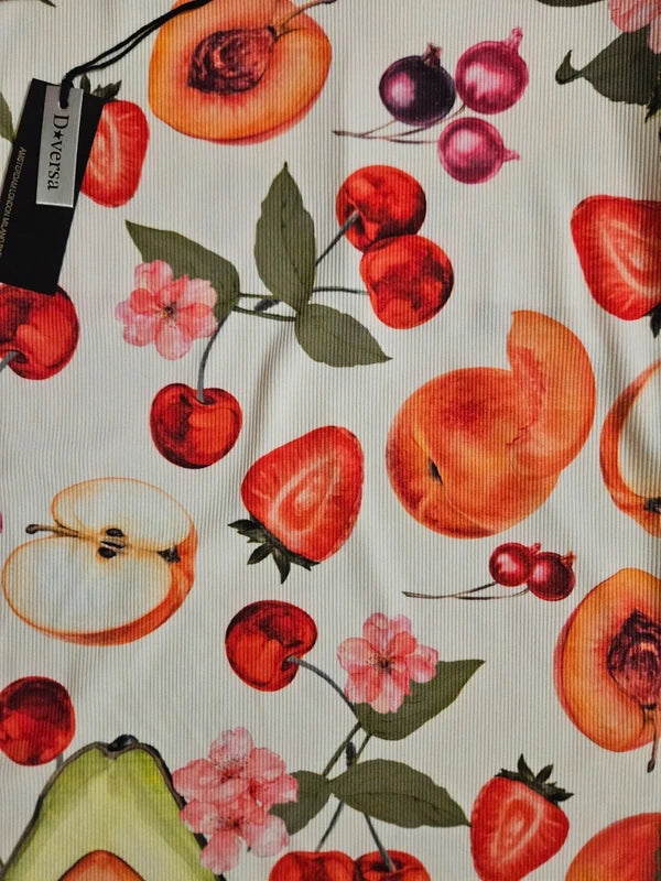 Gyümölcsös bordázott top – L-XL | Élénk színes nyári viselet