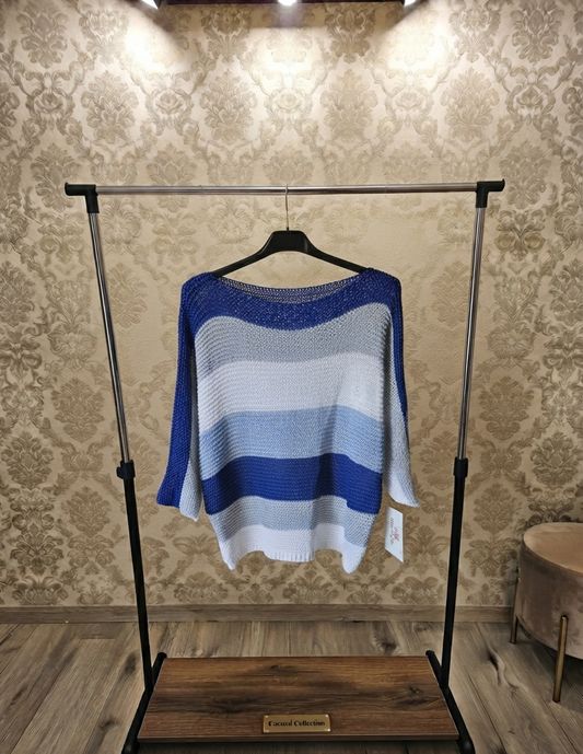 Csíkos Gépi Horgolású Felső – 3/4-es Ujj, Oversized Szabás