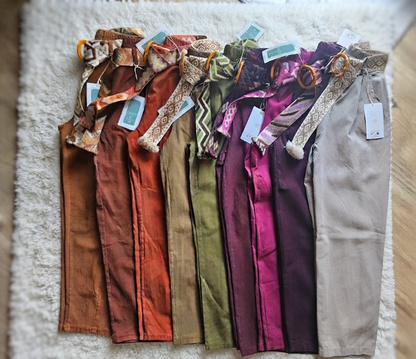 Boho-Chic Ultra-Rugalmas Nadrág – Ajándék Geometrikus Övvel