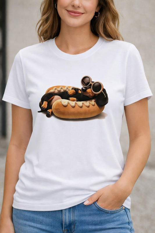 Tacskós női póló – L-XXL | Pihe-puha pamut, aranyos minta