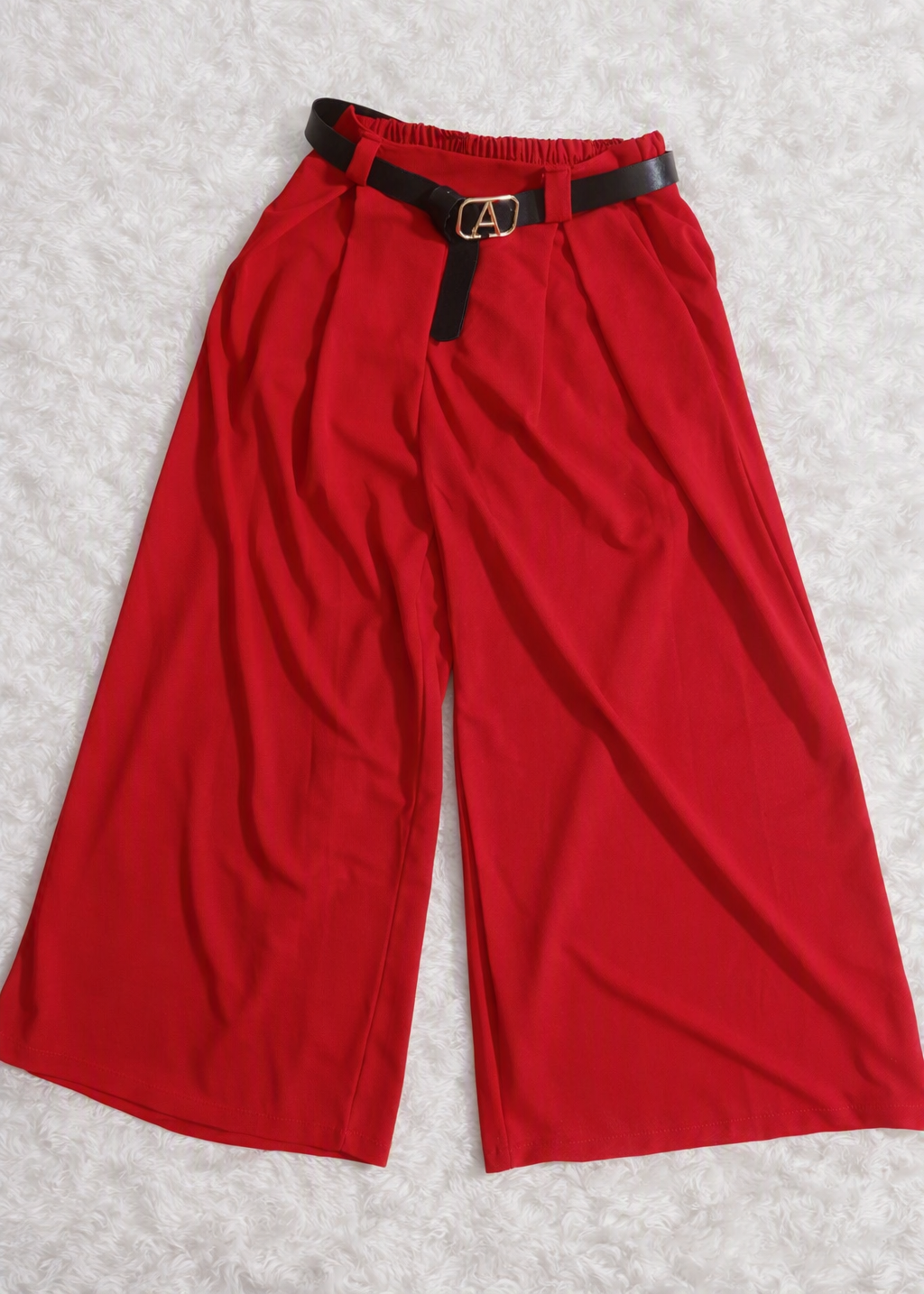 Lenge bő szárú nadrág övvel – S-XL | Gumis derekas, palazzo fazon