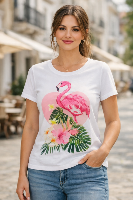Flamingós Trópusi Pamut Póló – 95% Pamut | S-L